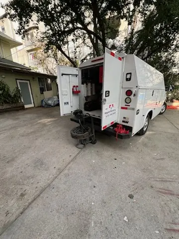 Magnet Plumbing service vehicle on-site for Slab Leak Repair in Upper Leacock